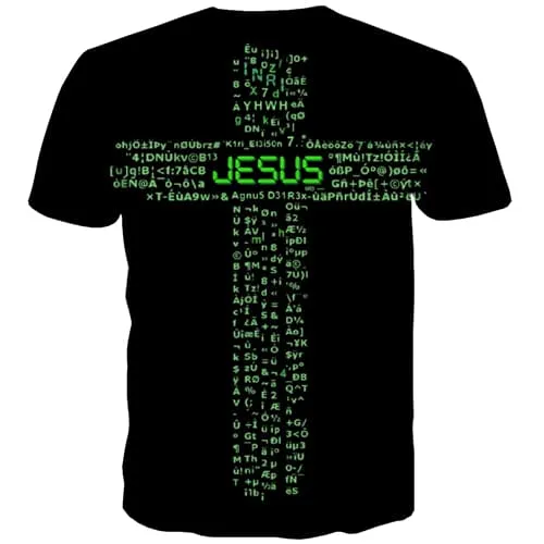 Jesus T shirts Men Cross Tshirts Novelty Christian Tshirts Cool Letter Tshirt Printed Black T-shirts 3d Short Sleeve Fashion Men