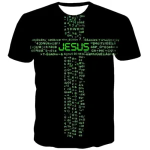 Jesus T shirts Men Cross Tshirts Novelty Christian Tshirts Cool Letter Tshirt Printed Black T-shirts 3d Short Sleeve Fashion Men