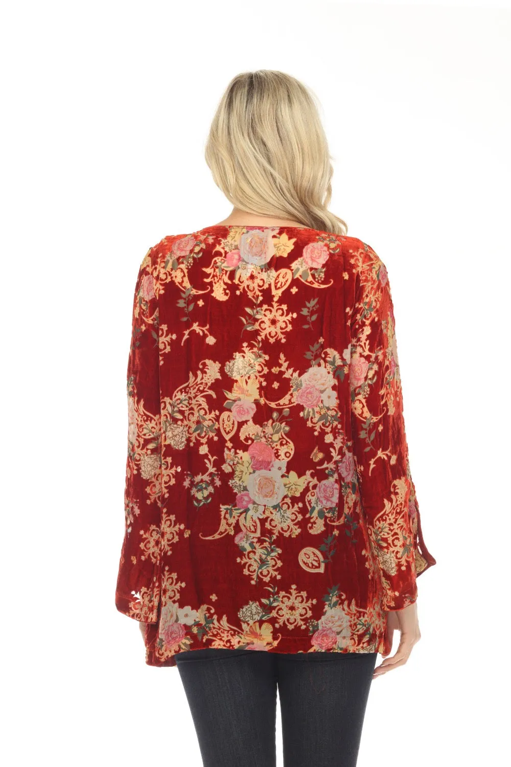 Johnny Was Paisley Kimi Velvet Floral Tunic Top Boho Chic C27923B9