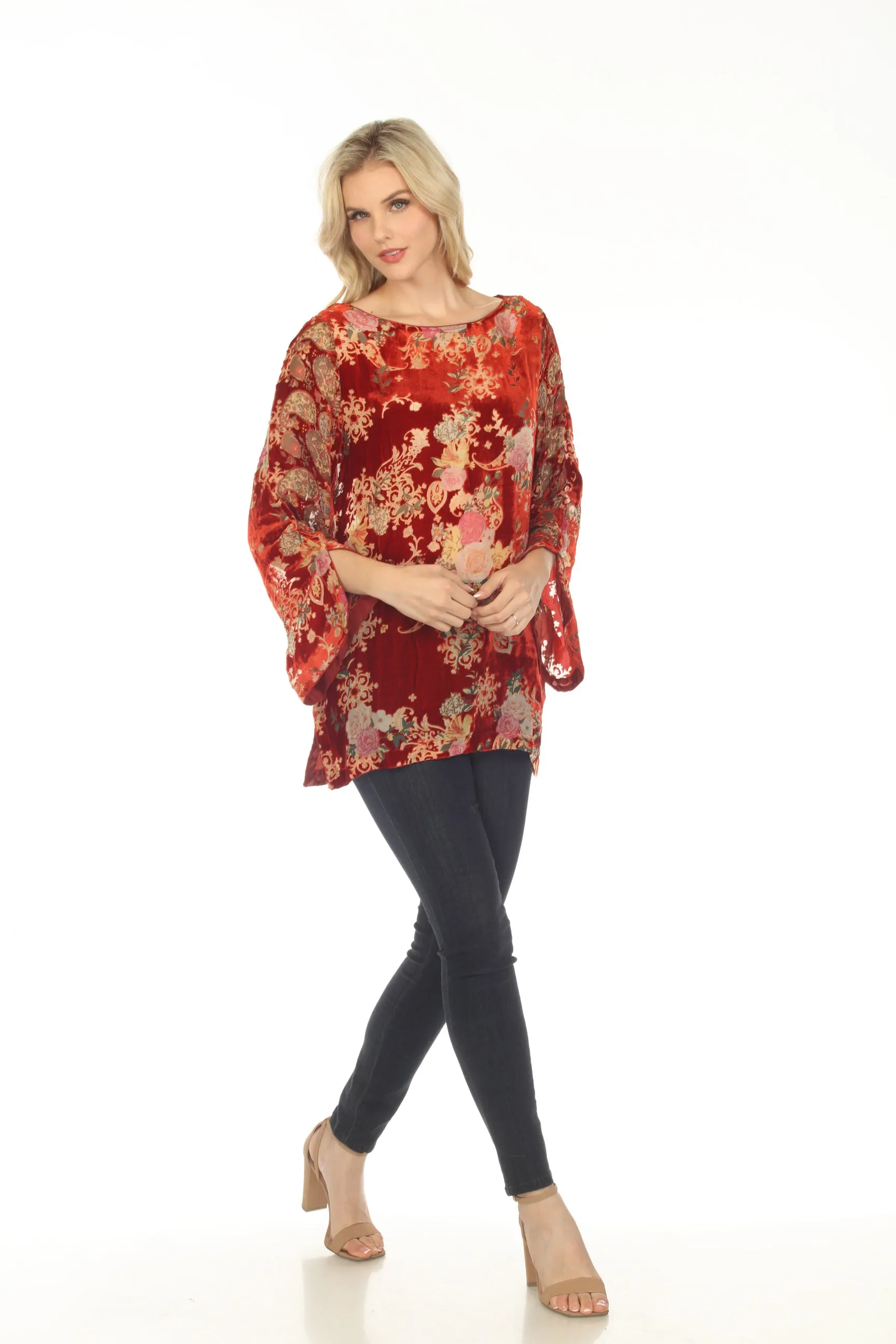 Johnny Was Paisley Kimi Velvet Floral Tunic Top Boho Chic C27923B9