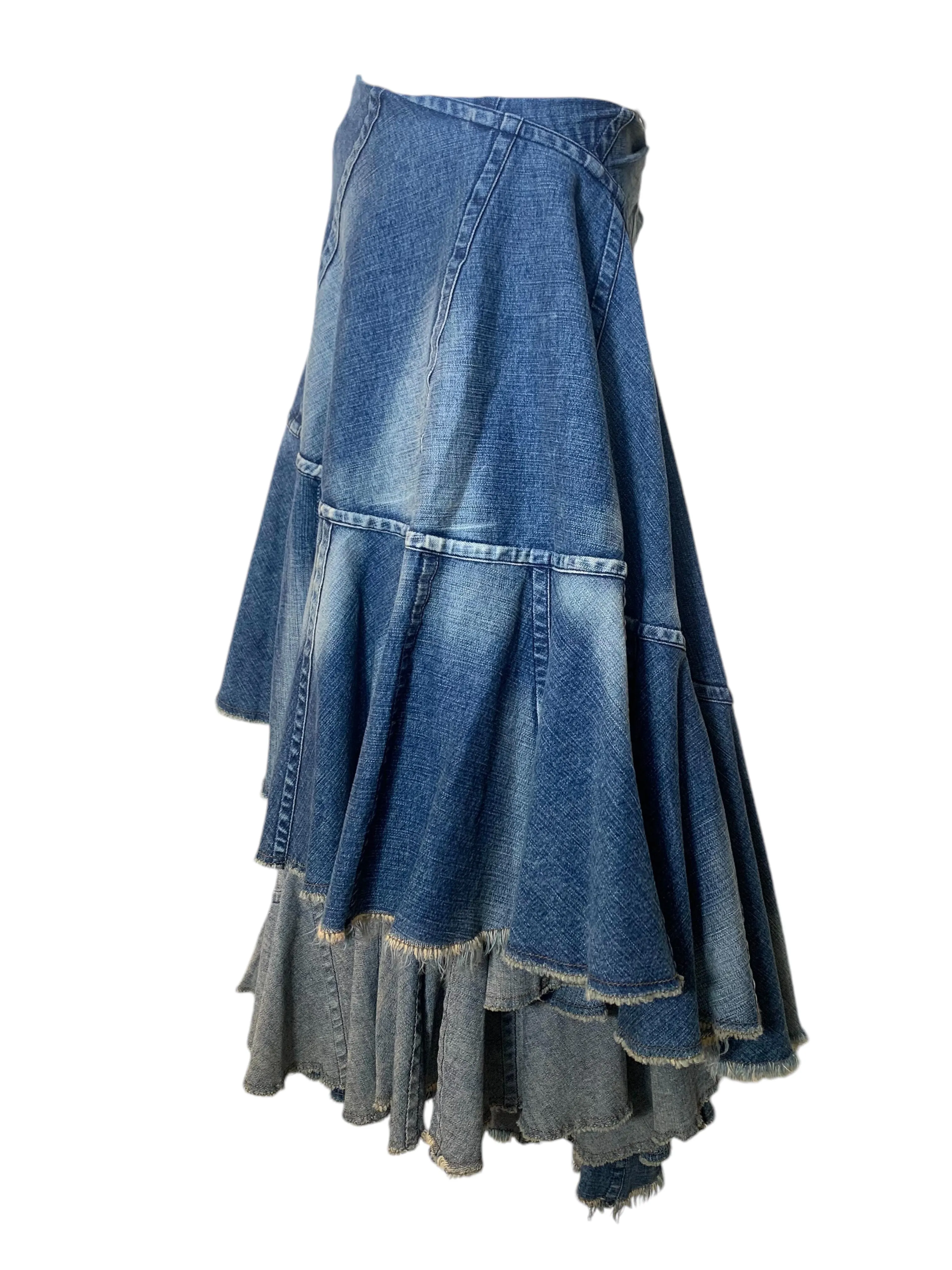 Junya Watanabe COMME des GARÇONS 2001 Tiered Deconstructed Denim Skirt