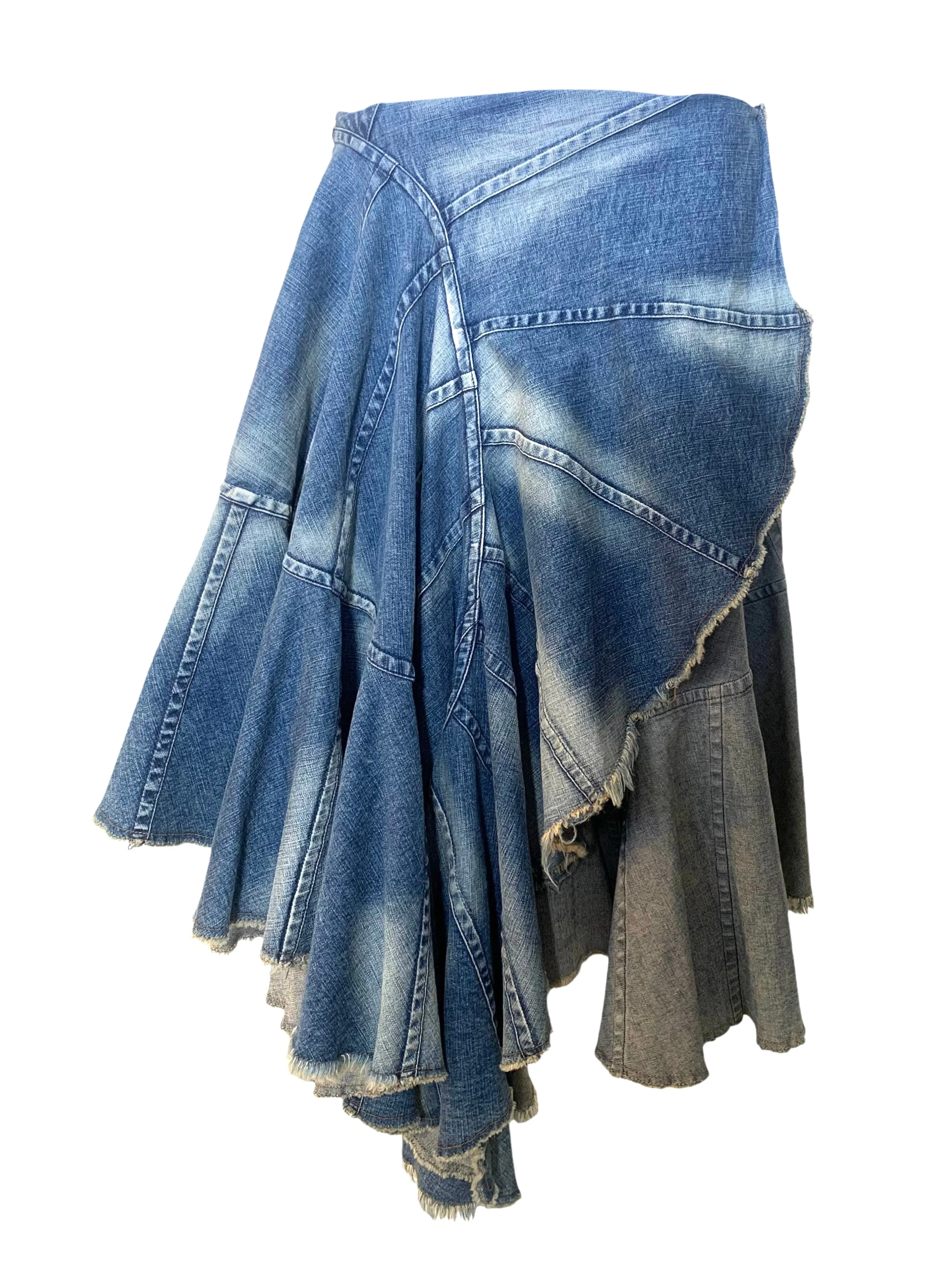 Junya Watanabe COMME des GARÇONS 2001 Tiered Deconstructed Denim Skirt