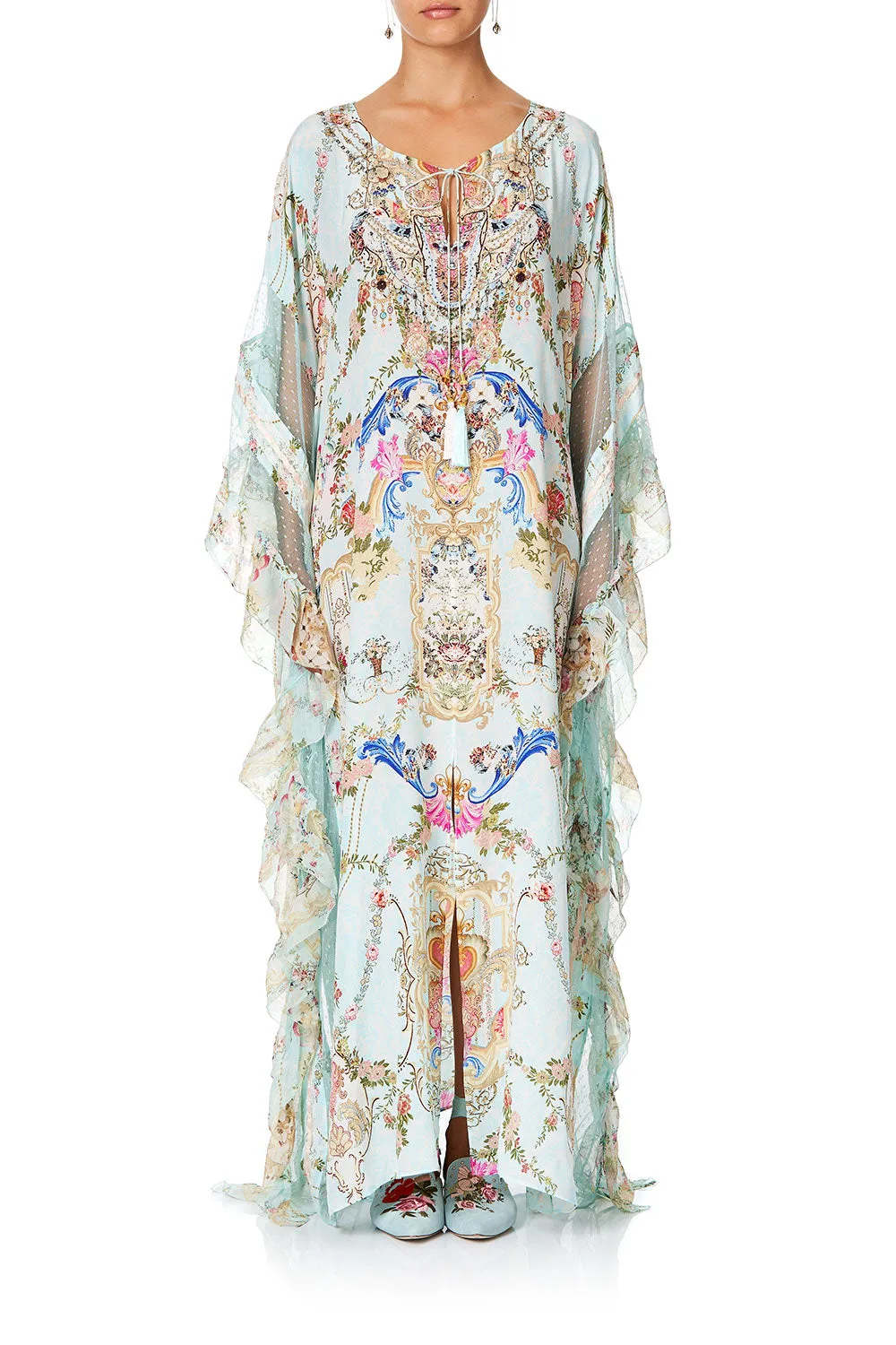 KAFTAN WITH FRILL PANELS VERSAILLES SKY