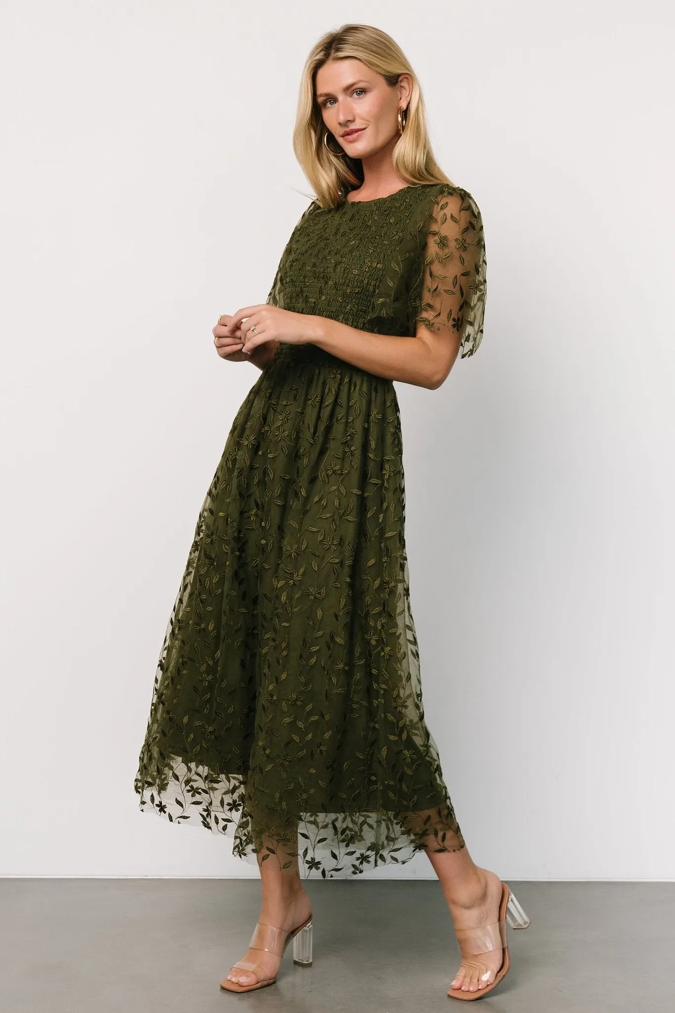 Kendra Embroidered Dress | Olive