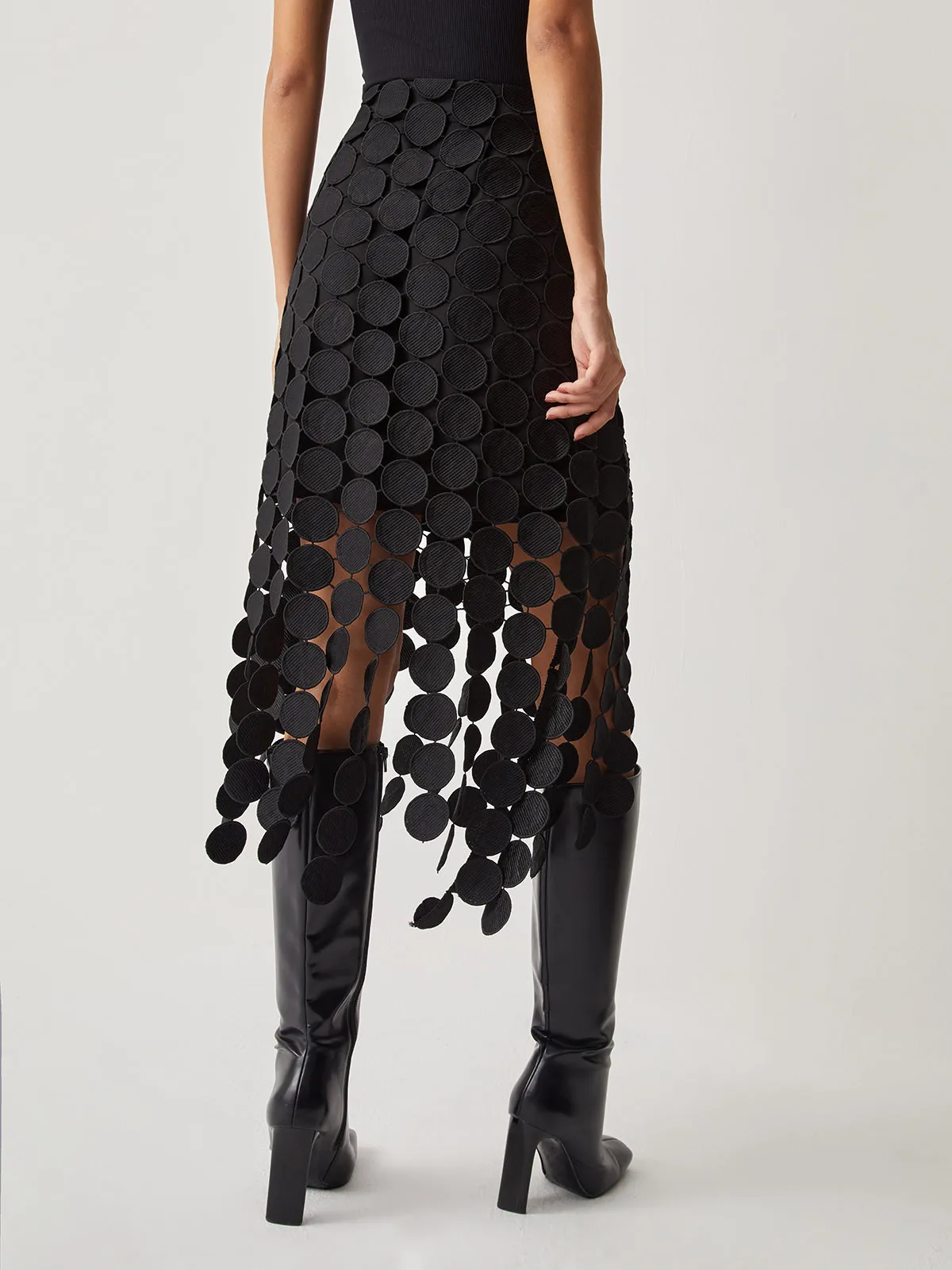 Laser Cut Multi Circle Double Layered Skirt