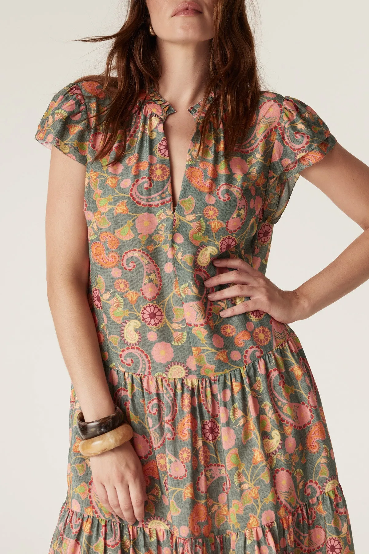 Laura Frill Dress - Paisley