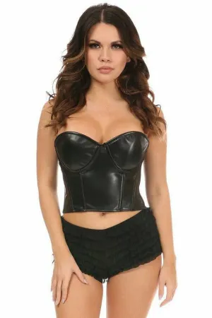 Lavish Faux Leather Underwire Bustier