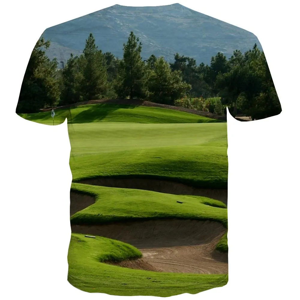 Lawn T shirts Men Golf Shirt Print Forest Tshirt Printed Natural T-shirts 3d Game Tshirts Novelty