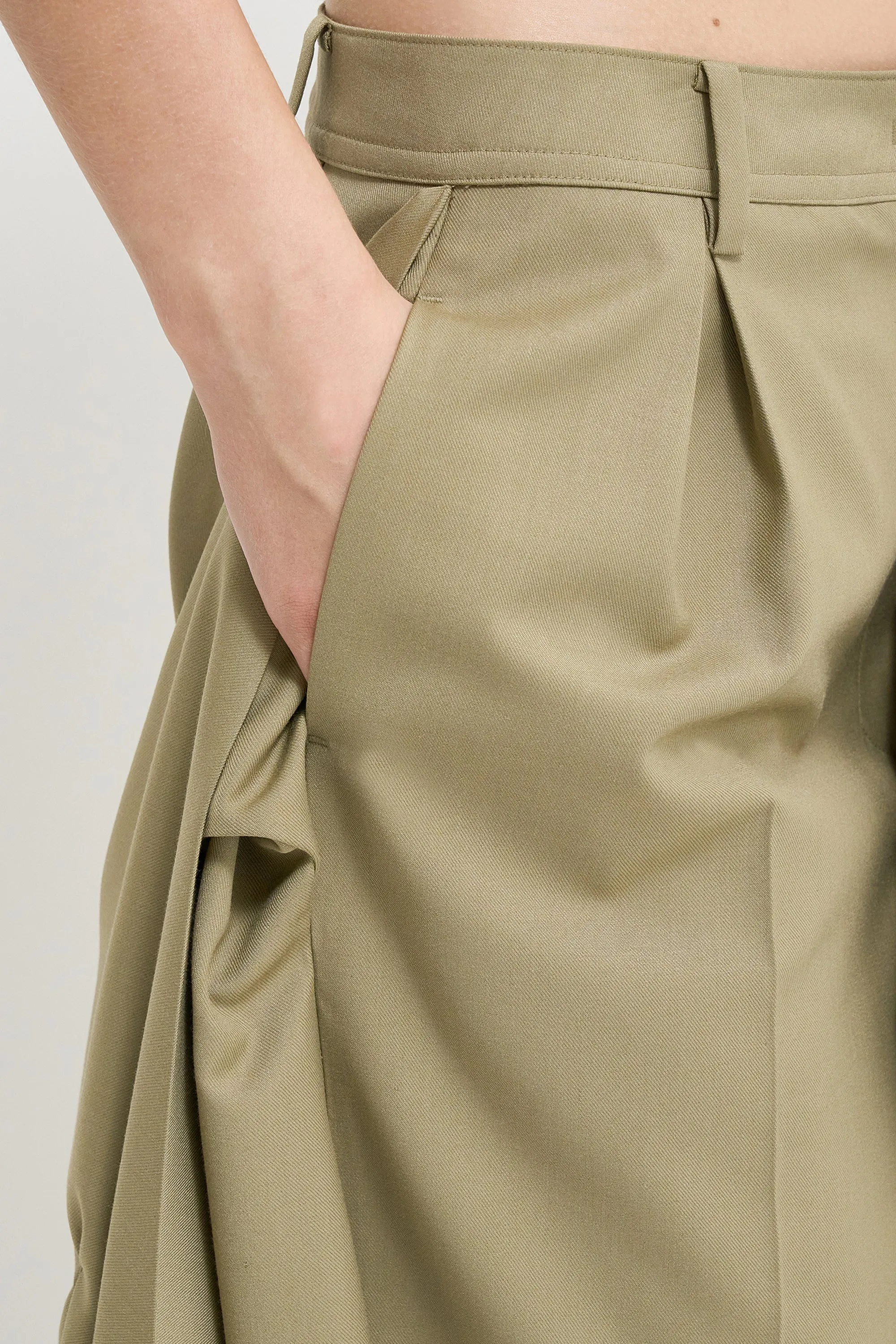 Layered shirt raw-edge cut midi skirt