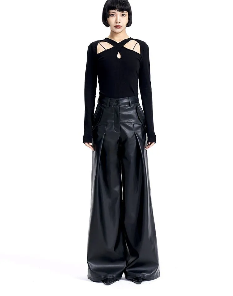 Leather Flare Cool Wide-Pants