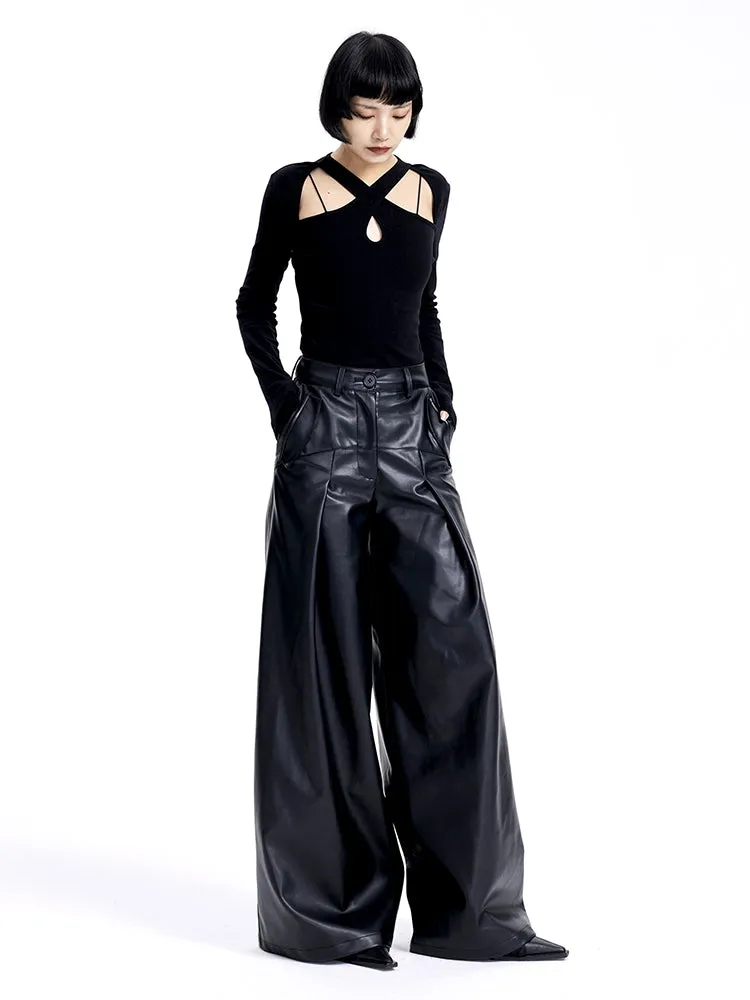 Leather Flare Cool Wide-Pants