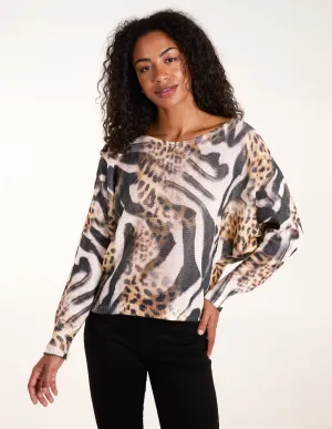 Leopard Abstract Fine Knit Jumper