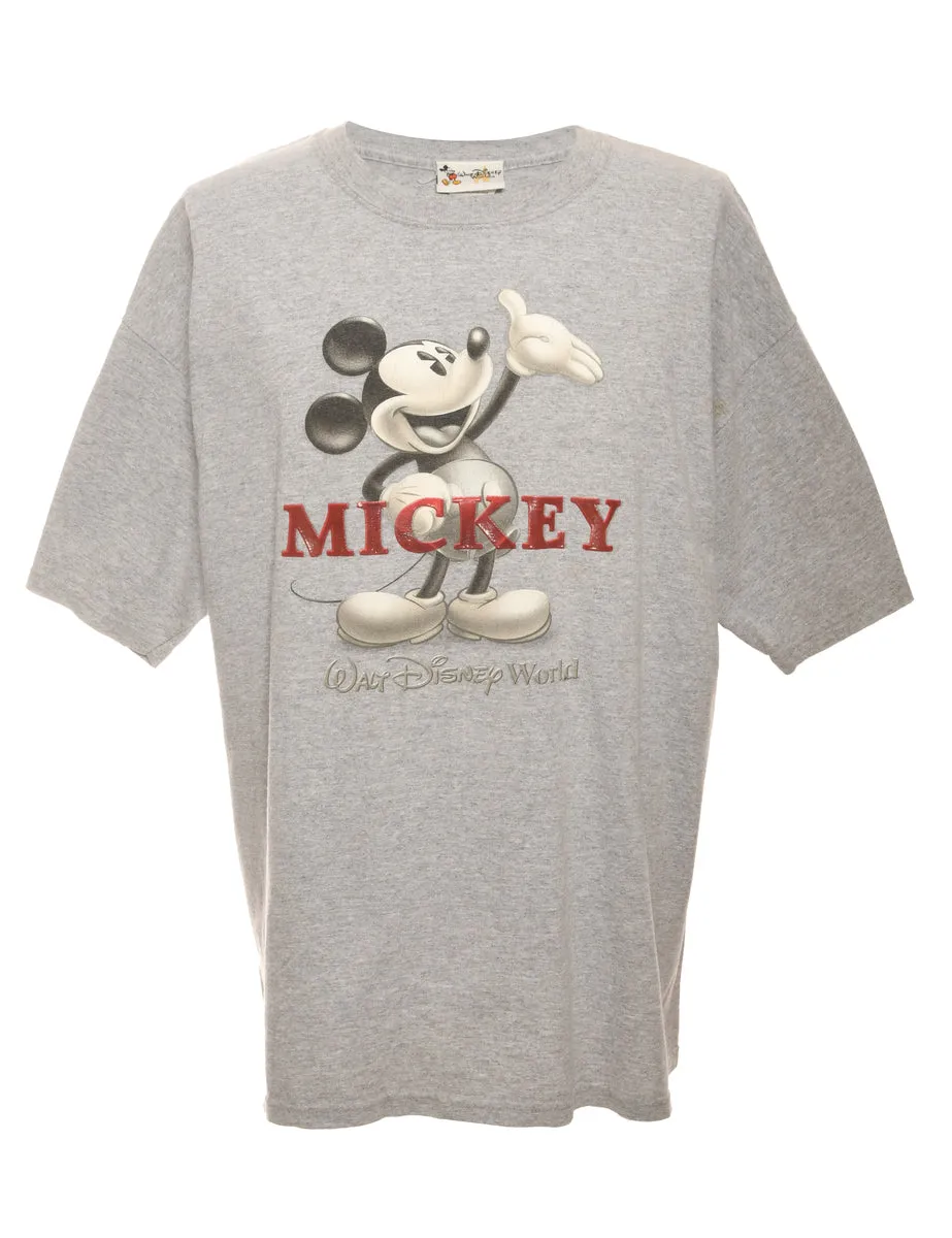 Light Grey Disney Mickey Mouse Cartoon T-shirt - L