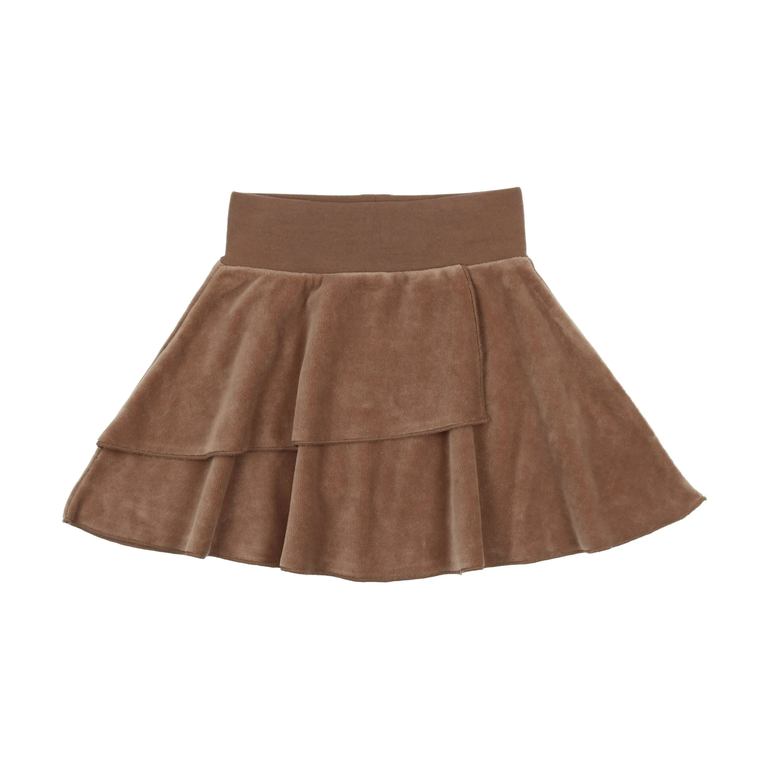 Lil Legs Velour Layered Skirt- Camel