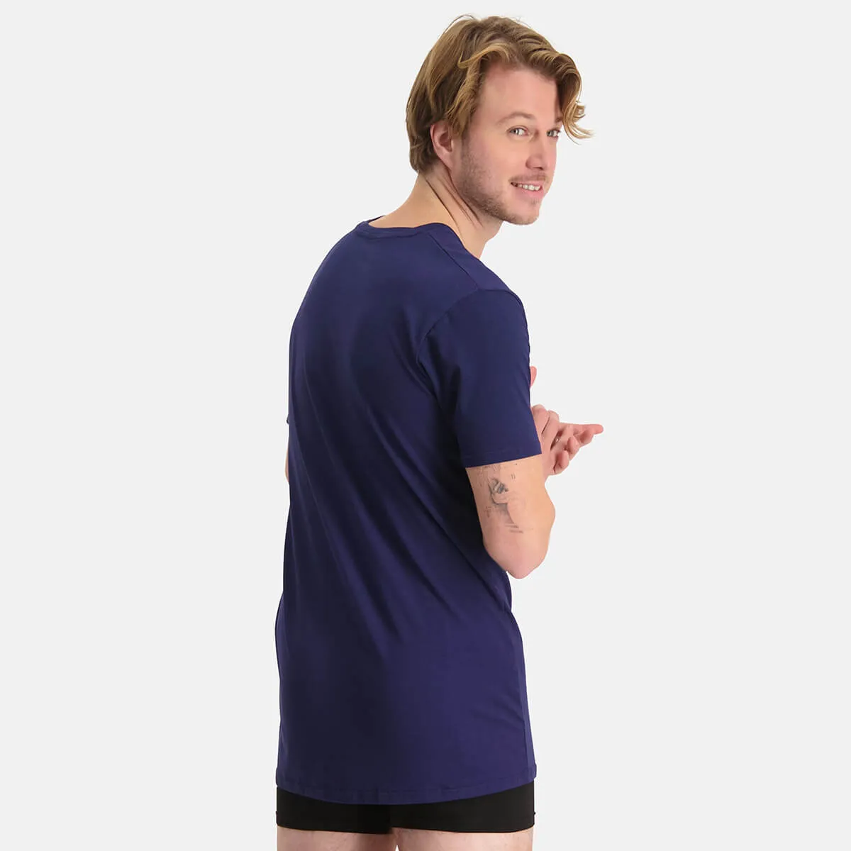 Long Fit T-Shirts Velo V-hals (2-pack) - Navy