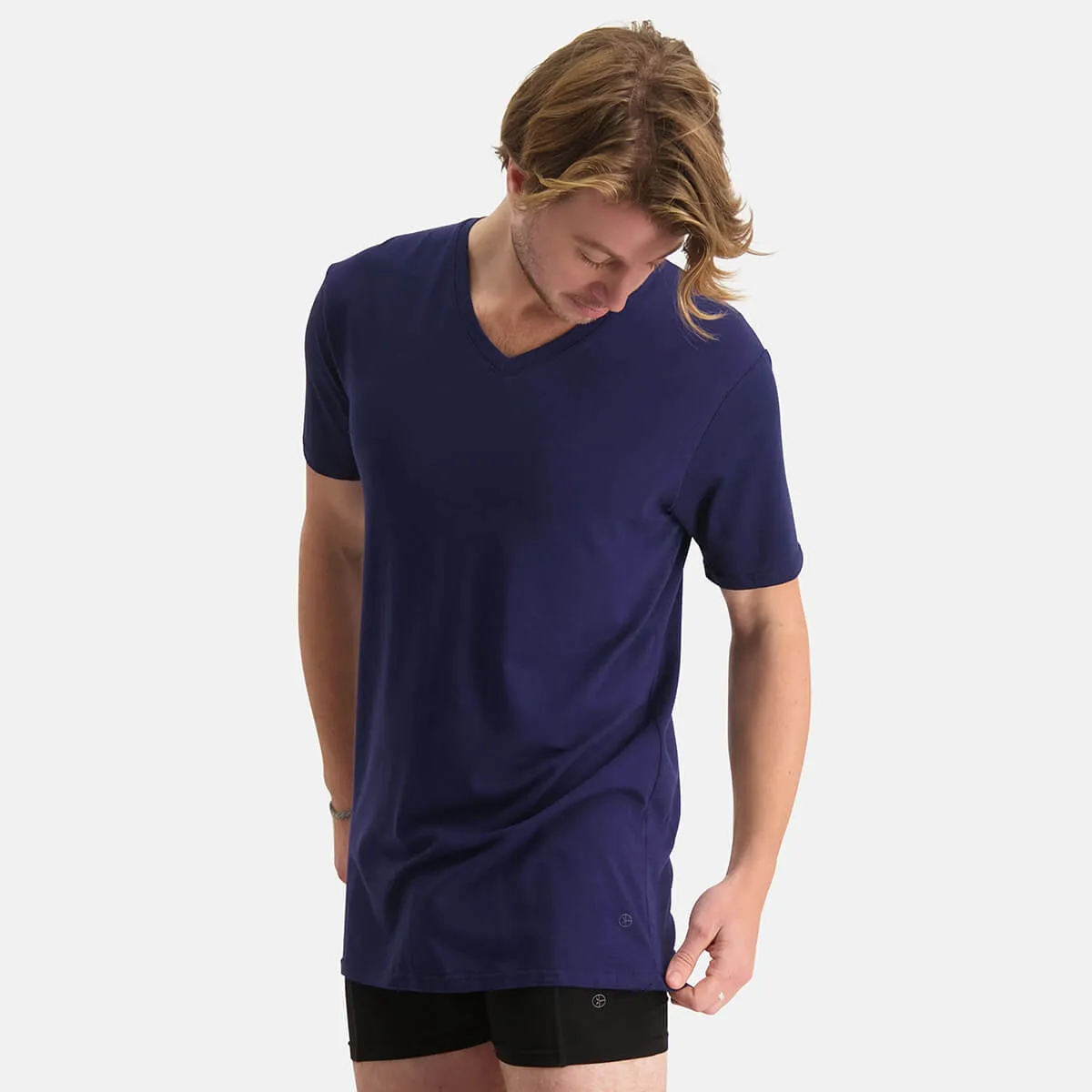 Long Fit T-Shirts Velo V-hals (2-pack) - Navy