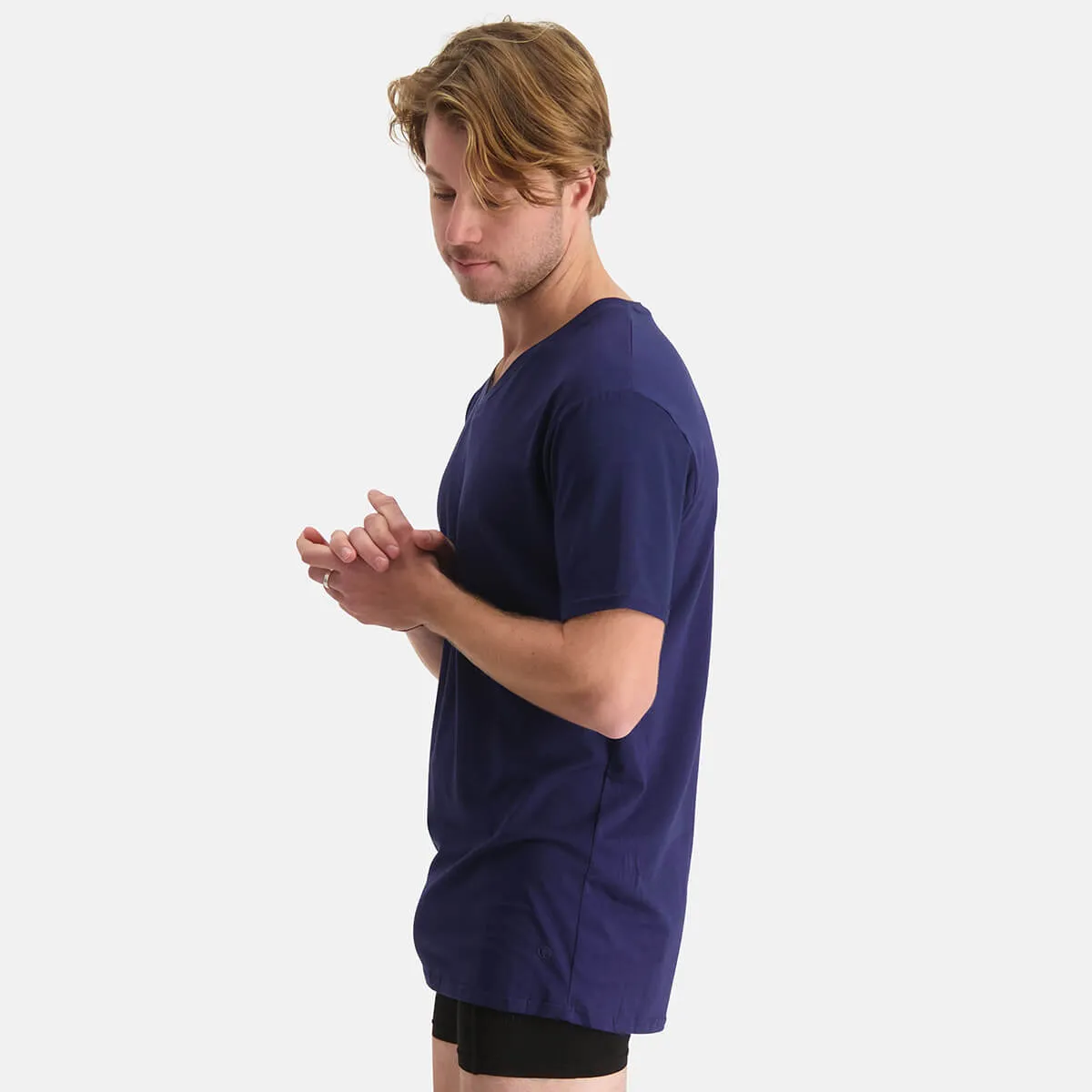 Long Fit T-Shirts Velo V-hals (2-pack) - Navy