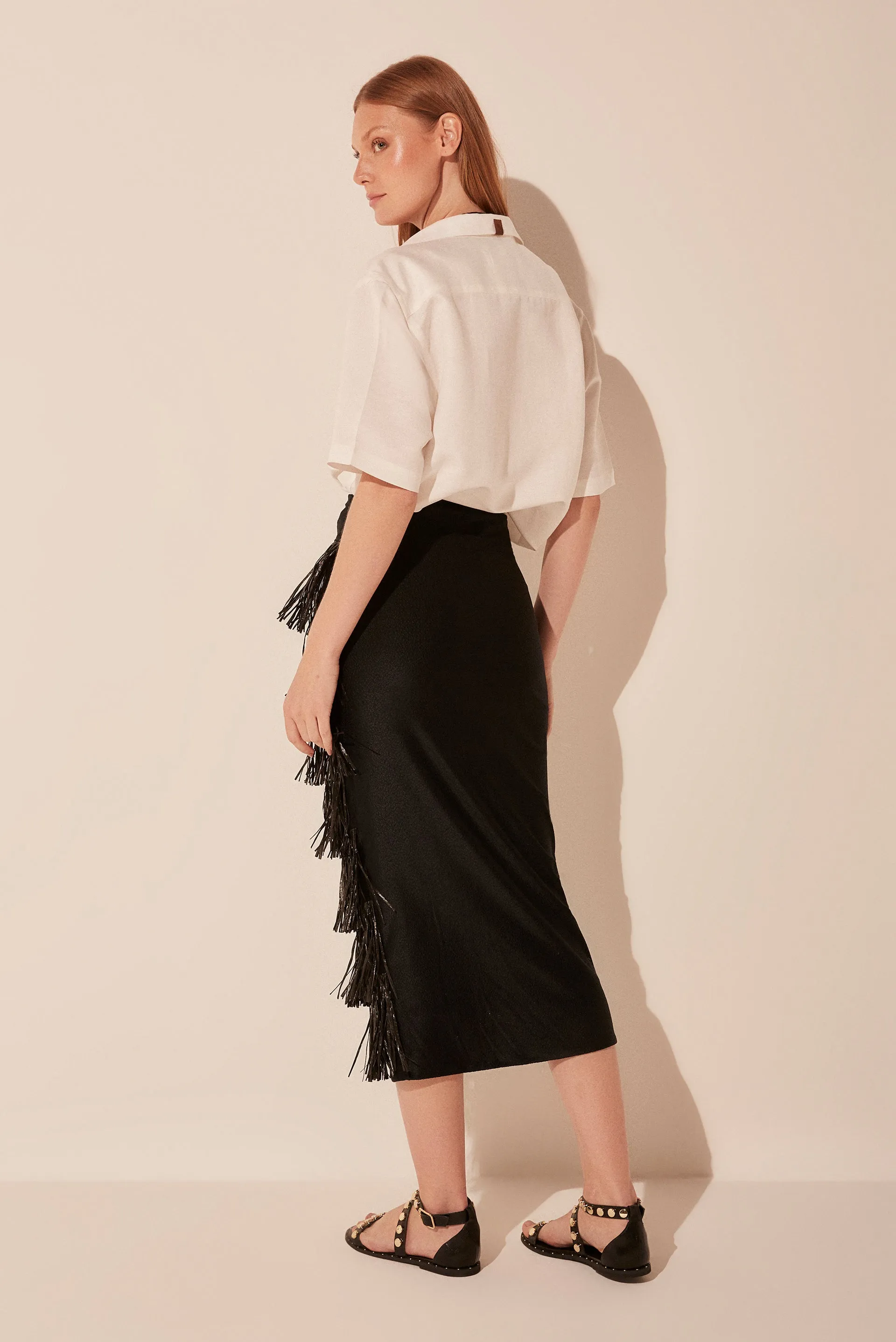 Magnolia Midi Skirt With Fringes E5067A1928