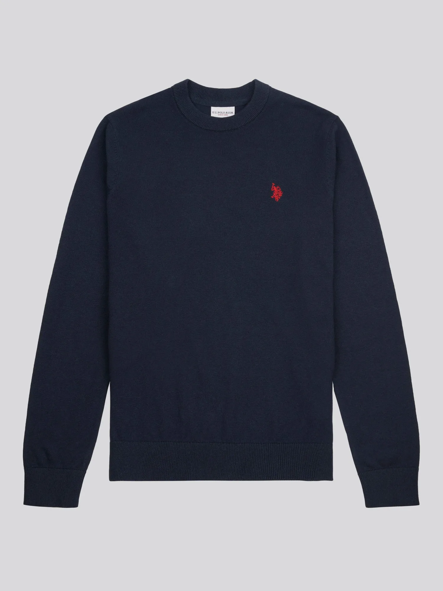 Mens Cotton Crewneck in Dark Sapphire Navy / Haute Red DHM