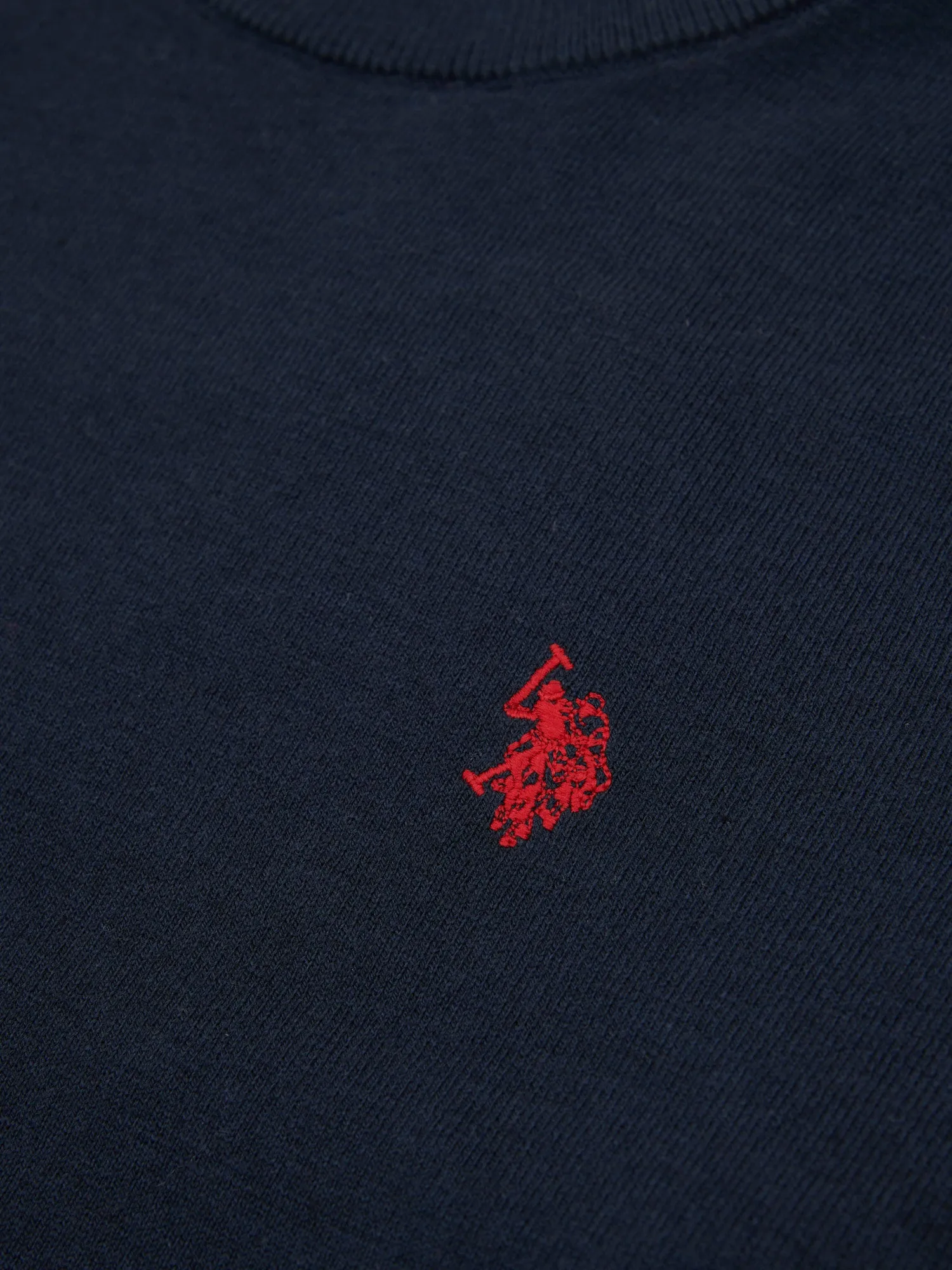 Mens Cotton Crewneck in Dark Sapphire Navy / Haute Red DHM