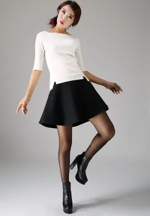 Mini wool skirt black skirt women skirt 1101