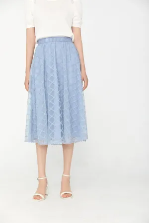 Mist Blue A Shape Mesh Skirt