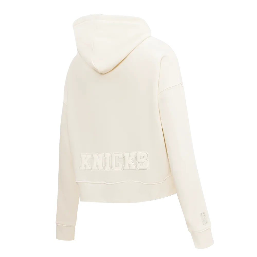 NBA NEW YORK KNICKS NEUTRAL WOMEN'S CROPPED PO HOODIE (EGGSHELL)