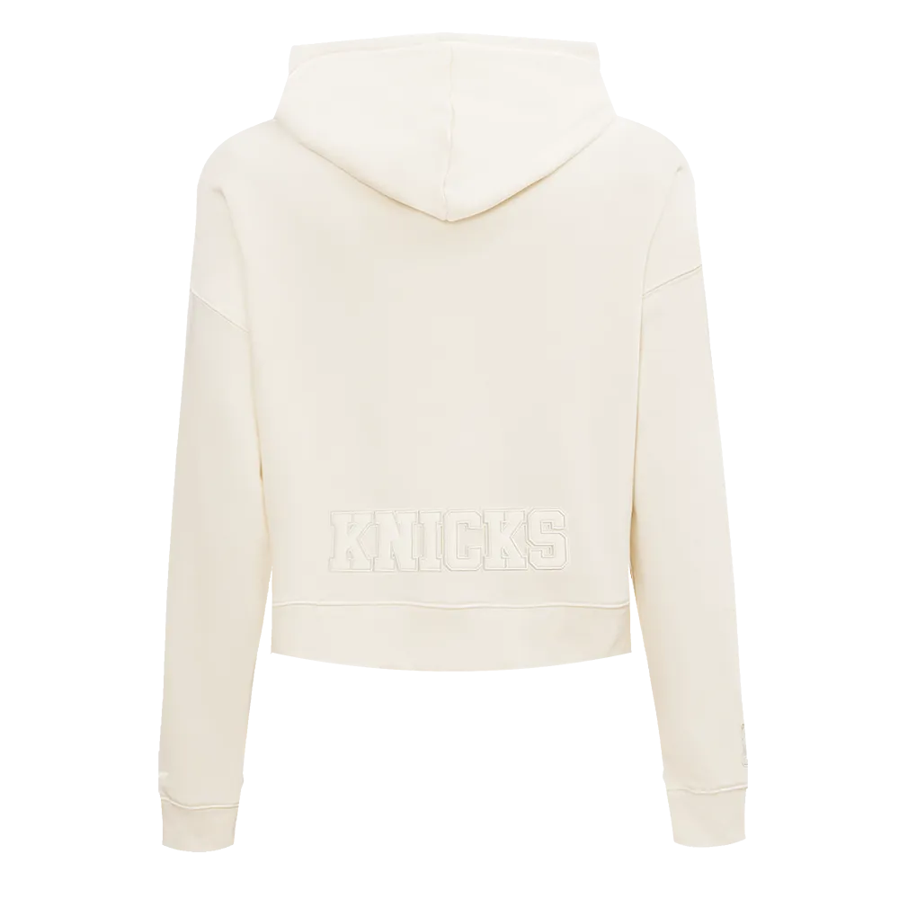 NBA NEW YORK KNICKS NEUTRAL WOMEN'S CROPPED PO HOODIE (EGGSHELL)