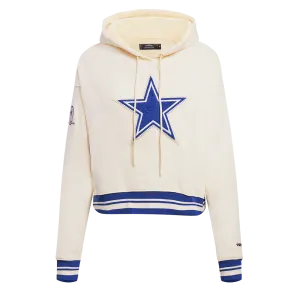 NFL DALLAS COWBOYS RETRO CLASSIC WOMEN'S CROPPED PO HOODIE (EGGSHELL/DODGER BLUE)