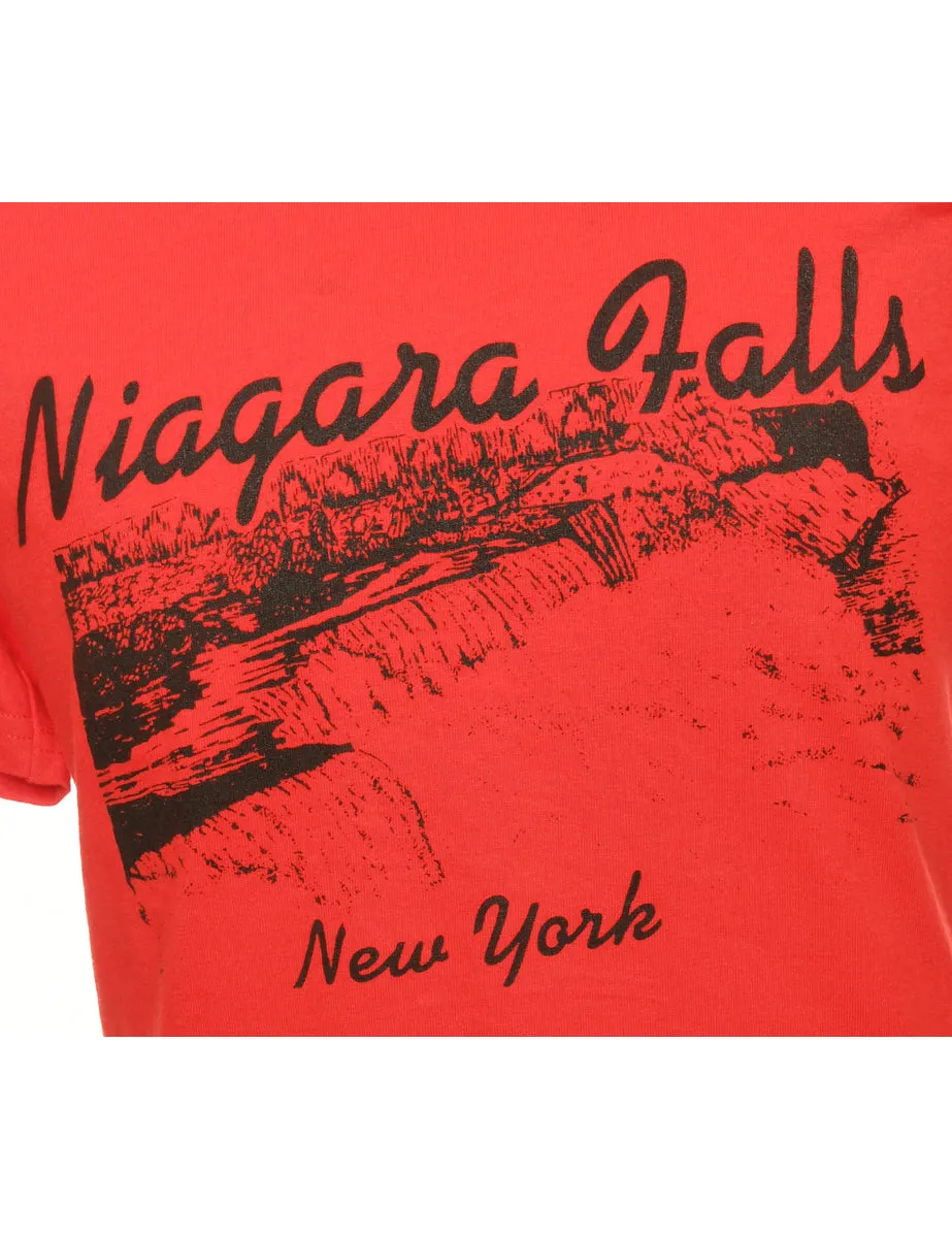 Niagra Falls Red  Printed T-shirt - M