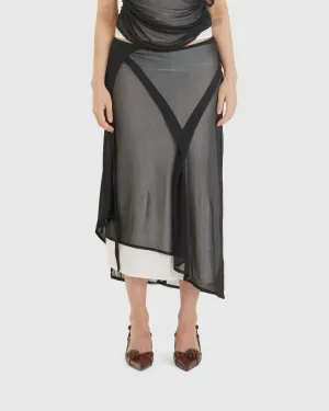 Pans Drape Long Skirt