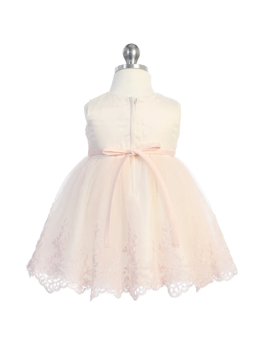 Plus Size Illusion neckline Tulle Skirt Flower Girl Dress Girls 5801