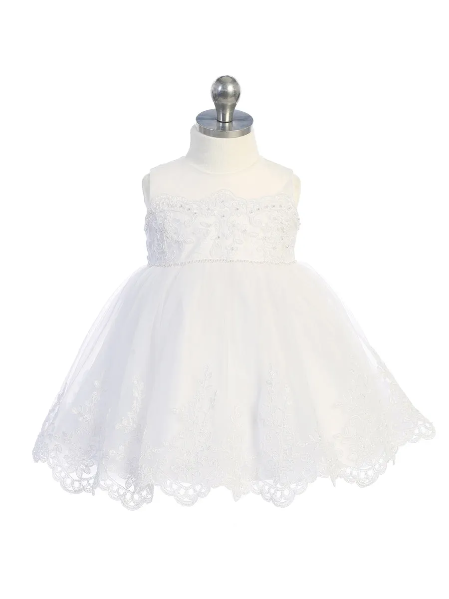 Plus Size Illusion neckline Tulle Skirt Flower Girl Dress Girls 5801