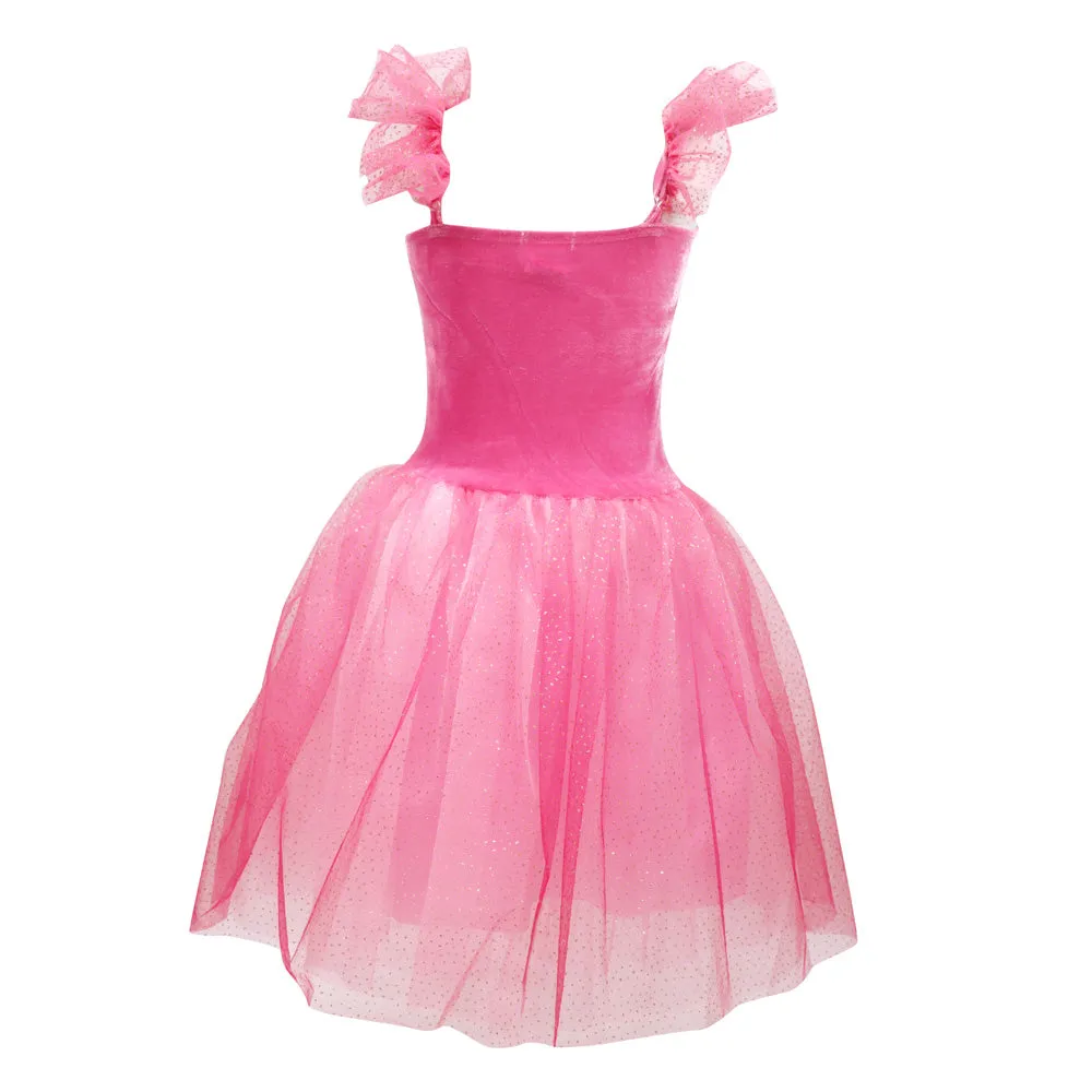 Princess Rose Velvet Dress with Tulle Skirt