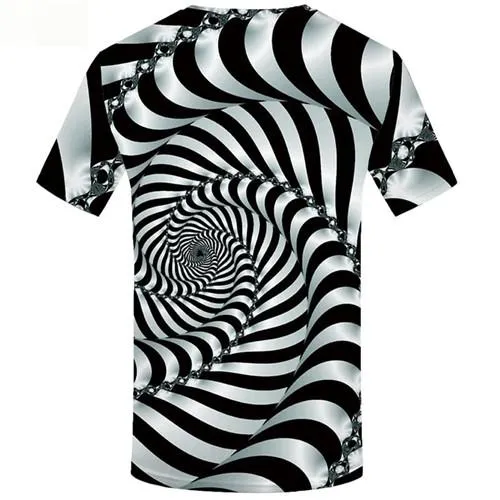 Psychedelic T-shirt Men Black And White Tshirts Casual Black Hole Tshirts Cool Whirlpool Tshirts Novelty Short Sleeve Punk Rock