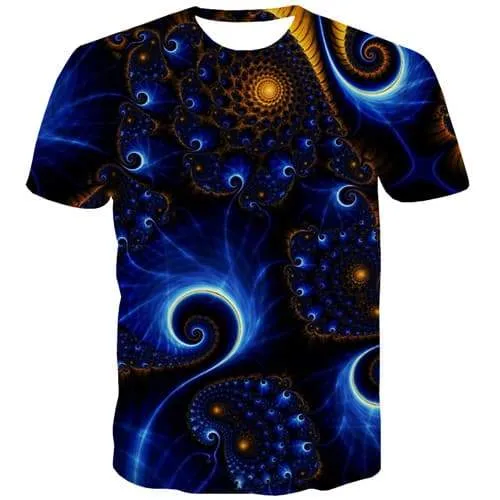 Psychedelic T shirts Men Galaxy Space T shirts Funny Dizziness Tshirts Casual Blue Flame T-shirts Graphic Harajuku Tshirts Novelty