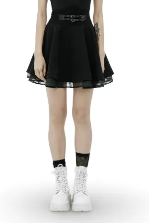 Punk Style High Waist Layered Skirt with Buckle