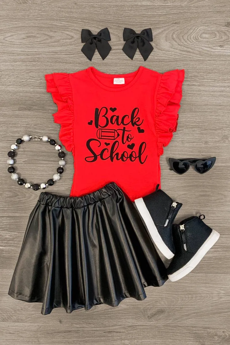 "Back To School" Pleather Skirt Set