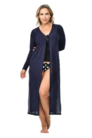 Rapz Long Tie Front Tunic, Navy (4784)