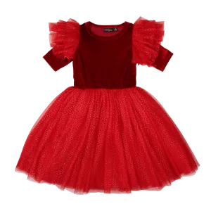 Rock Your Kid Red Velvet Sparkle Party Dress