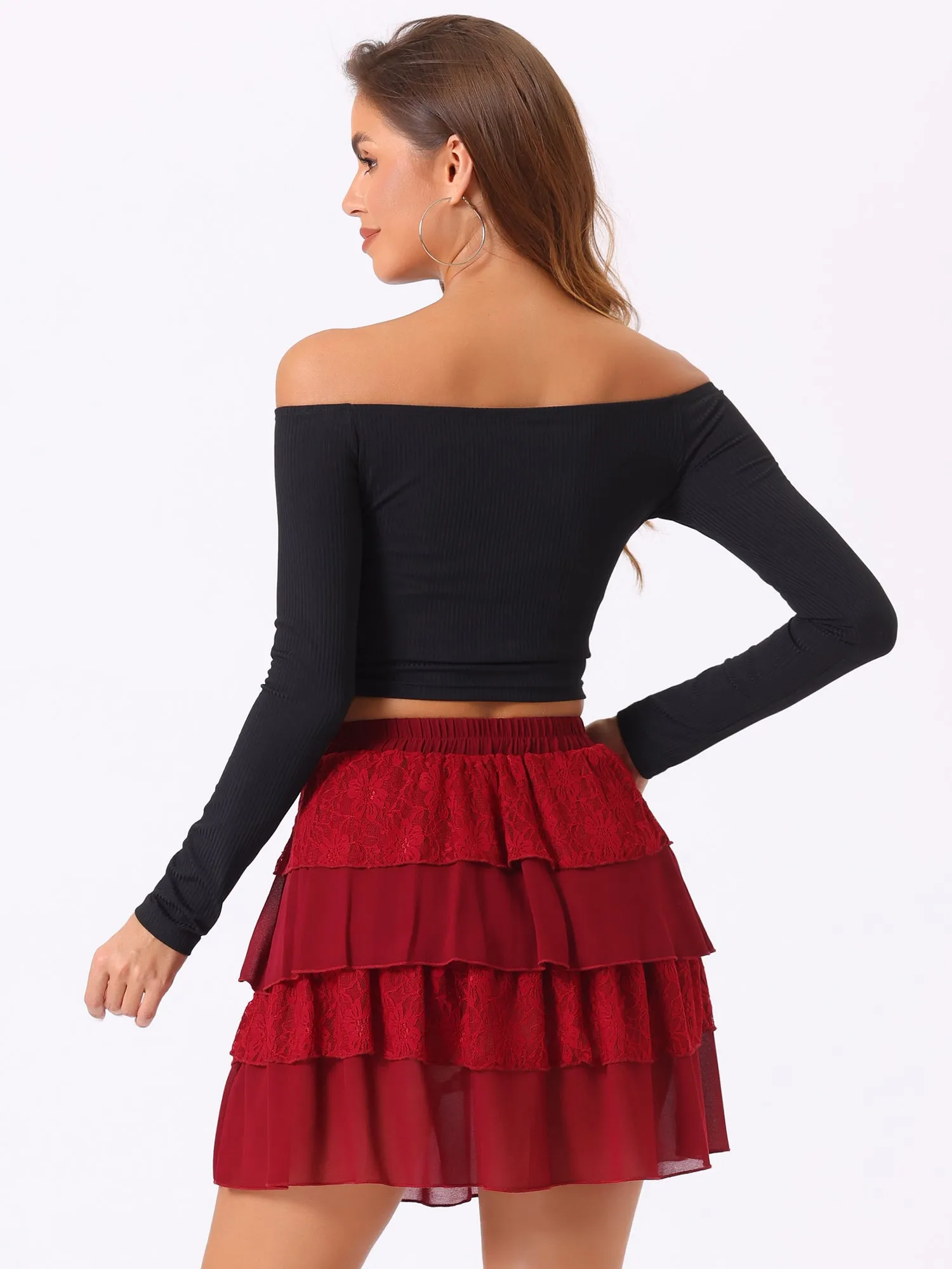 Ruffled High Waist Mini Layered Tiered Skirt