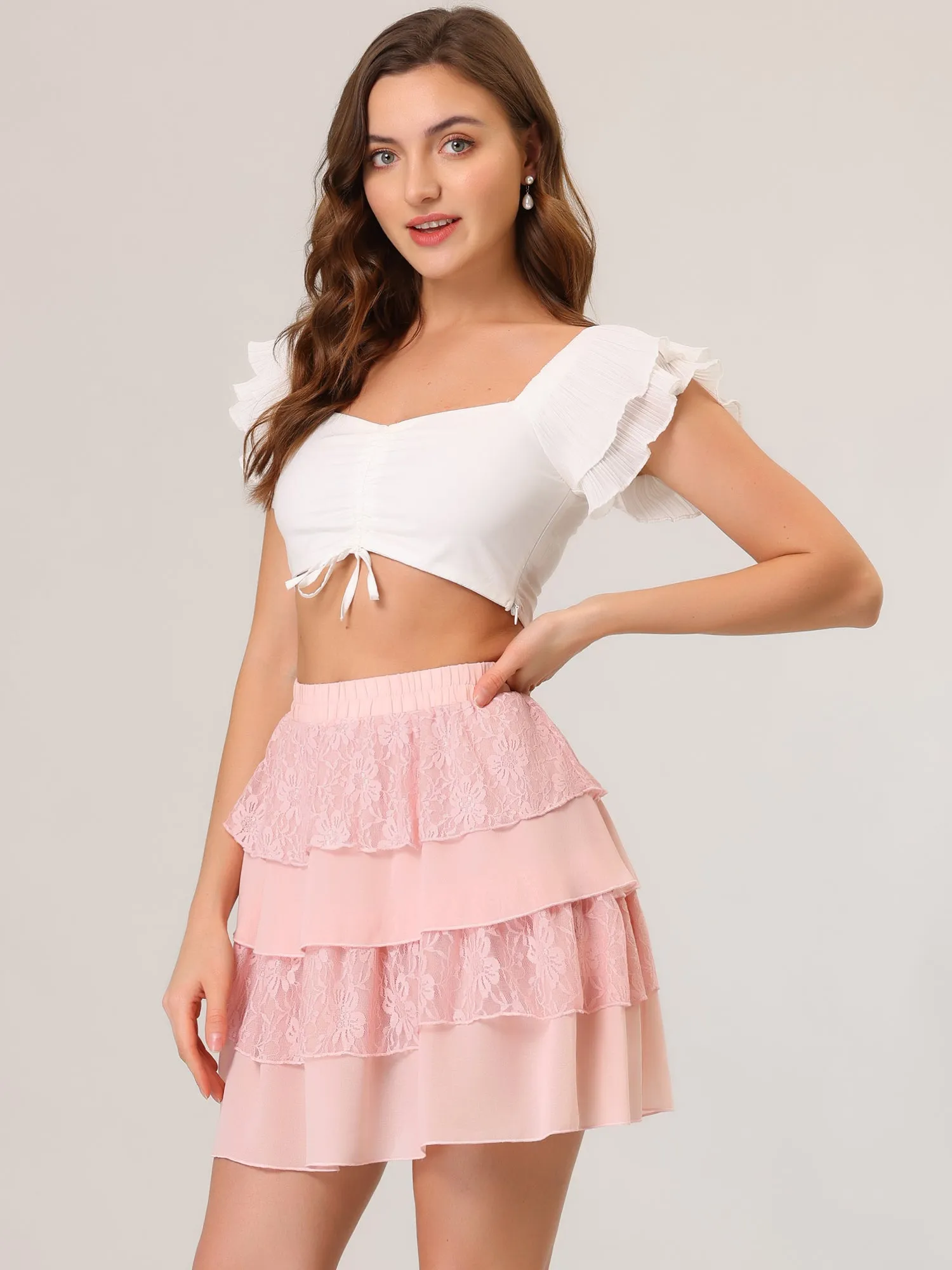 Ruffled High Waist Mini Layered Tiered Skirt