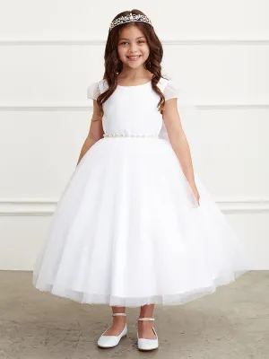 Satin Bodice Cape Sleeves Tulle Skirt Flower Girl First Communion 5832