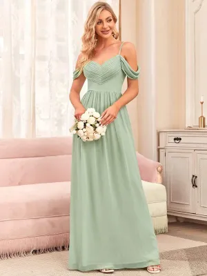 Sexy Cold Shoulder Pleated A-line Bridesmaid Dress