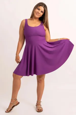 Silky Scoop Neck Comfort Crop Mini Dress - Purple