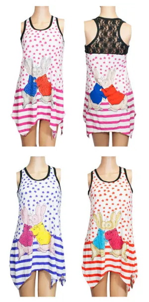 Sleeveless Tunic Tops -Stars and Bunny Prints