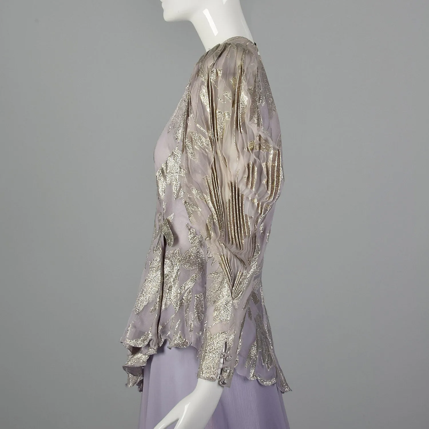 Small 1980s Metallic Lavender Two Piece Dress