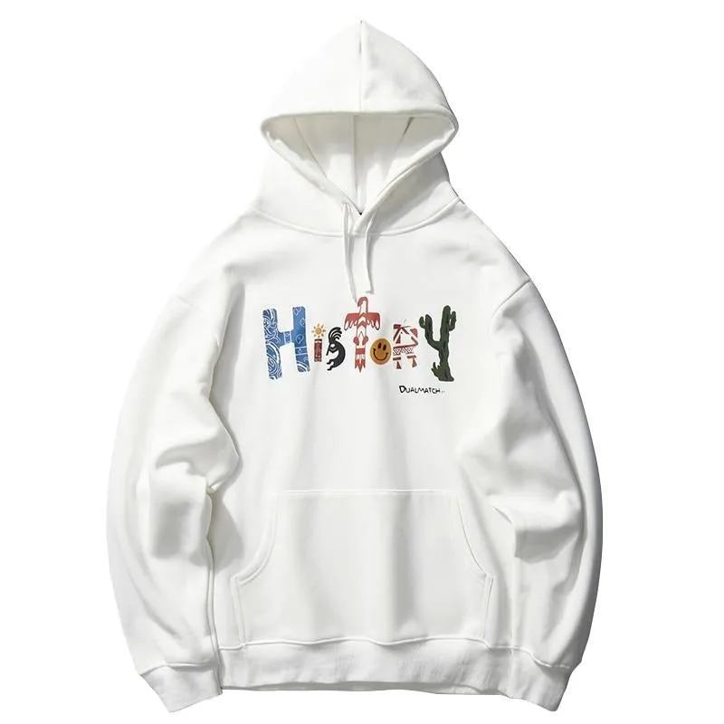 Smile Face History Print Hoodie