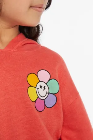 Smiley Flower & Hearts Cropped Hoodie Pullover || Chaser