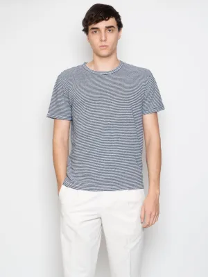 T-shirt in Lino a Righe Bianco/Blu